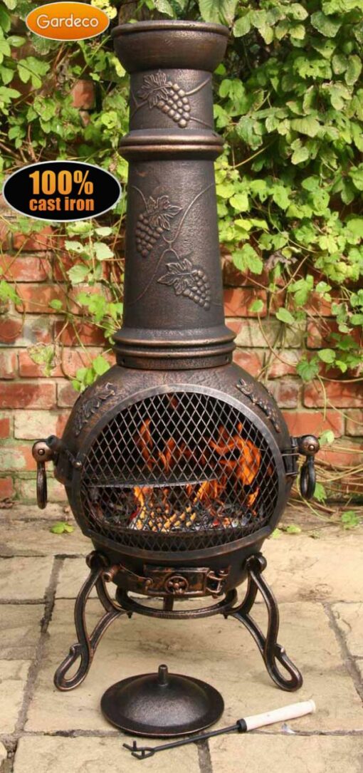 Toledo Cast Iron Chimenea (Extra Large), Bronze Grapes - Image 3