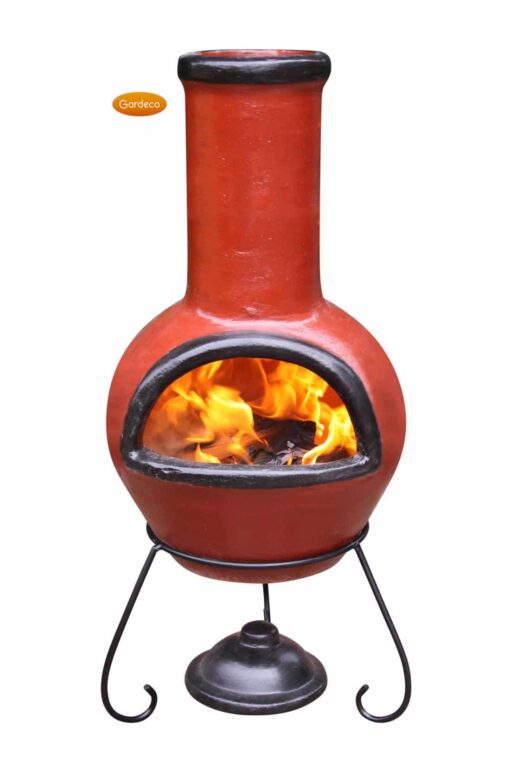 Colima Mexican Chiminea - Cranberry & Black (Large)