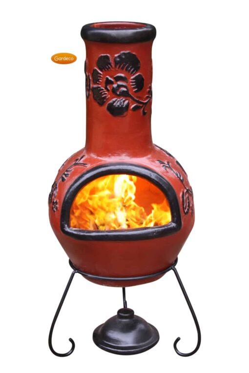 Rosas Mexican Chiminea - Cranberry & Black (Large)