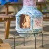 Geometric Clay BBQ Chiminea (Medium)-0