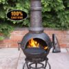 Toledo Cast Iron Chiminea (Large), Bronze Flowers