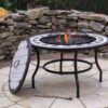 Calenta Steel Fire Bowl Table with fire