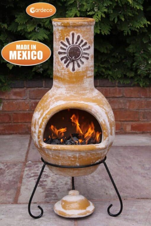 Sol Mexican chiminea in rustic orange