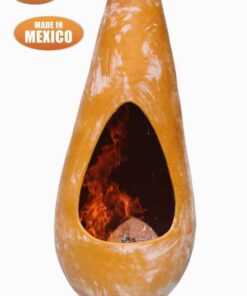 Gota Mexican Art Chiminea in Oxidised Yellow (Large) - Front view