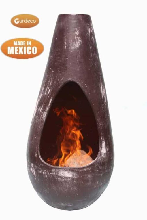 Gota Mexican Art Chiminea in Oxidised Brown (Large) - Front View