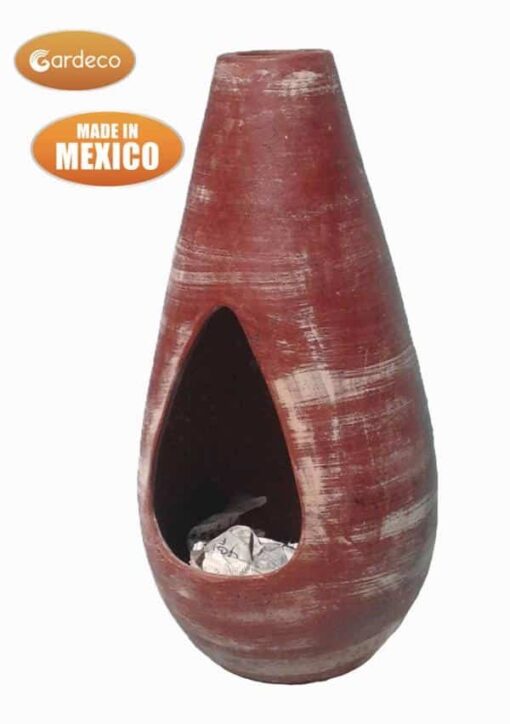 Gota Mexican Art Chiminea in Red (Medium) - Front view