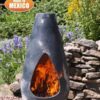 Gota - Mexican Art Chiminea in Oxidised Green (Medium) - Lifestyle