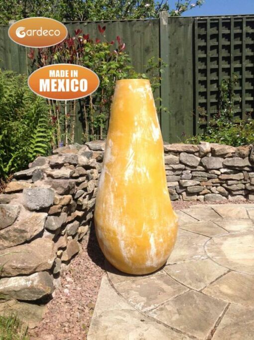 Gota - Mexican Art Chiminea in Oxidised Yellow (Large)