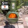 Sempra Chimalin AFC Chiminea - Glazed Green with fire