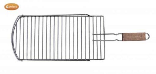 Removable BBQ grill extra-large 24 cm wide x 71 cm long with balcony, stainless steel - Image 2