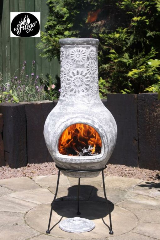 Morena Clay Chiminea in Grey (Large) - Image 4