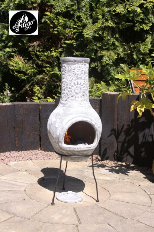 Morena Clay Chiminea in Grey (Large) - Image 2