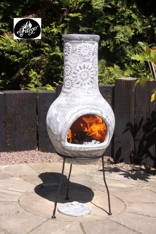 Morena Clay Chiminea in Grey (Large)