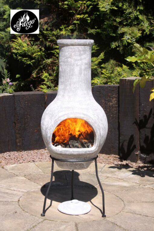 Morena Clay Chiminea in Stoney Grey (Large) - Image 2