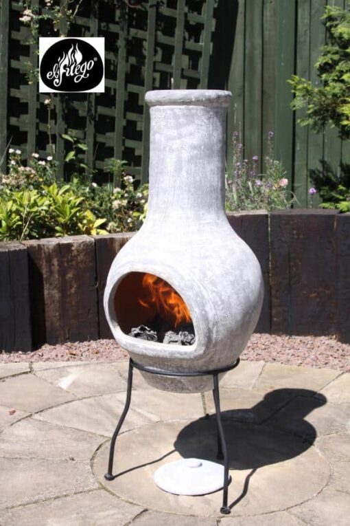 Morena Clay Chiminea in Stoney Grey (Large)