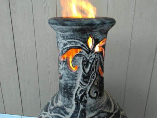 Wyre EL Dragon chimenea with cut-outs to see flames charcoal colour inc stand and lid - Image 5