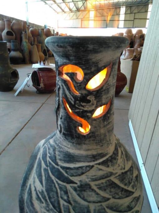 Wyre EL Dragon chimenea with cut-outs to see flames charcoal colour inc stand and lid - Image 4