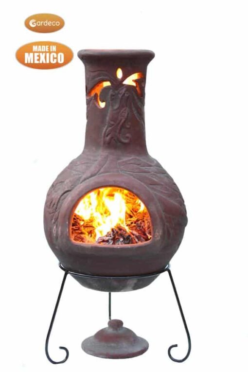 Wyre EL Dragon chimenea with cut-outs to see flames burgundy colour inc stand and lid - Image 2