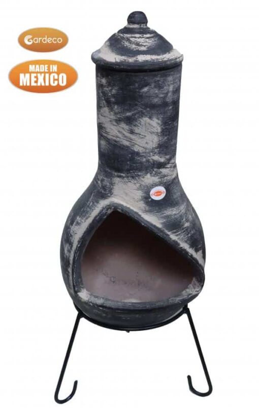 Contemporary Jalisco Mexican Chimenea in dark grey, inc stand and lid