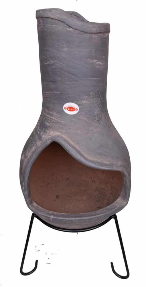 Extra-large Contemporary Martha Mexican Chimenea in dark grey, inc stand