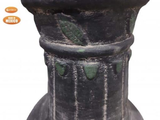 Extra large Mexican Hoja chimenea in grey and green, inc stand and lid - Image 3