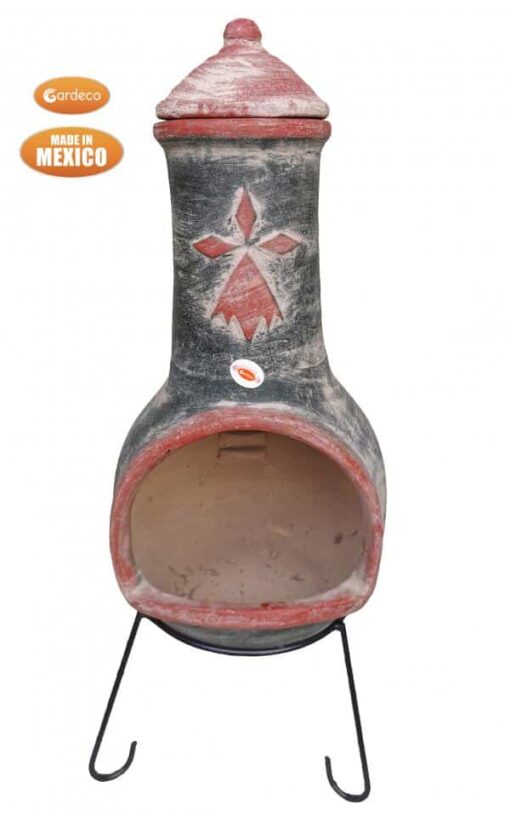 Extra-large Cometa Mexican Chimenea in green, inc stand and lid