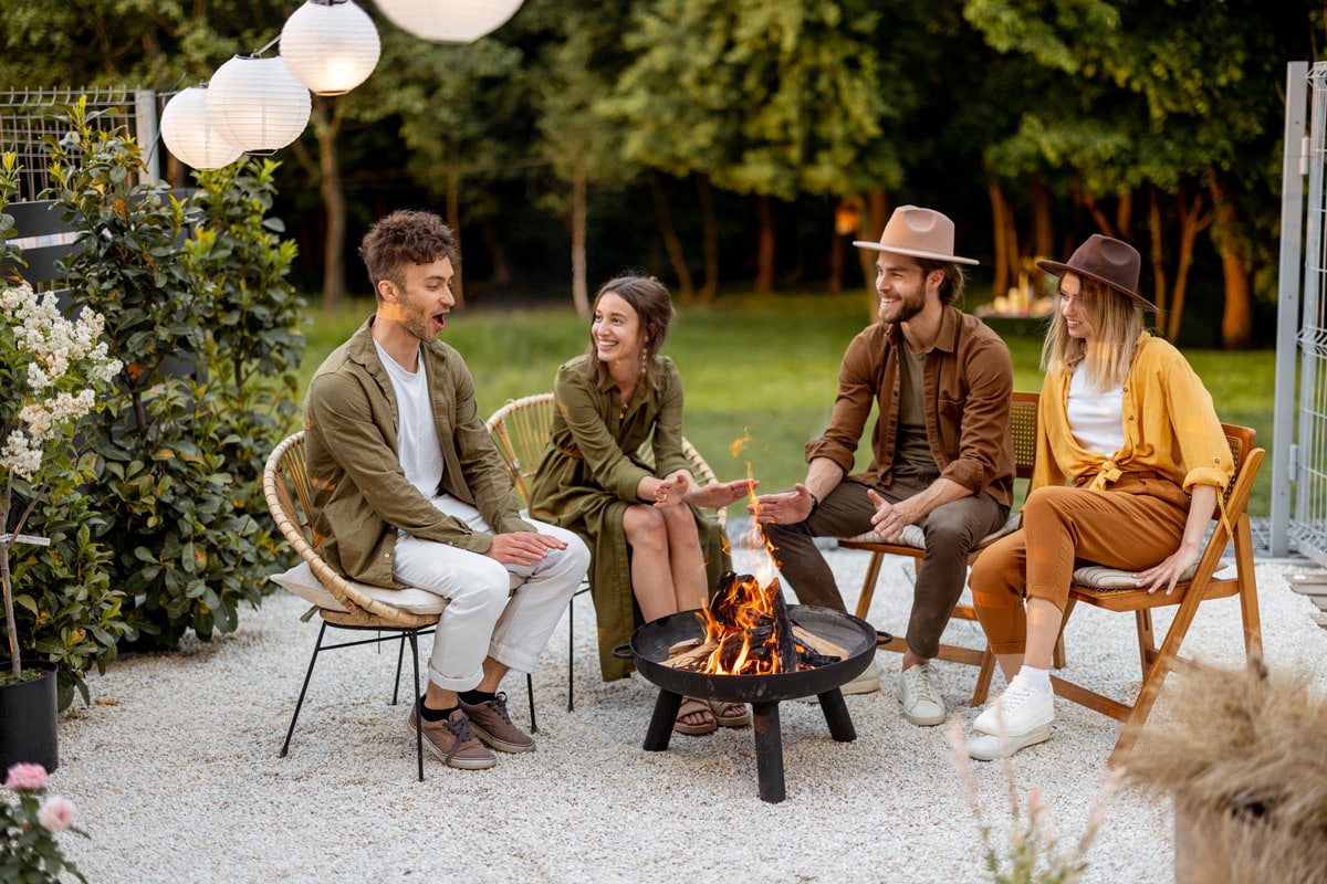 Meeting family outdoors in covid with chiminea