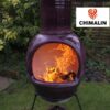 Asteria XL Chimalin AFC chimenea in glazed purple, including lid & stand