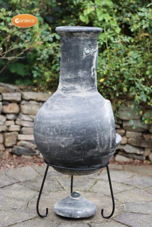 Extra-large Iguana Mex chimenea in grey