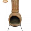 Jumbo Muro Mexican Chimenea in ochre orange, 2-part, inc stand and lid