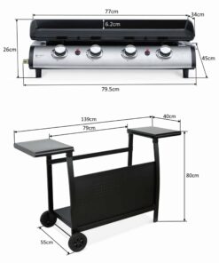 Callow 4 Burner Gas Griddle and Plancha with Stand and Side Tables