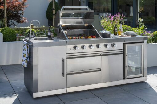 Norfolk Grills ABSOLUTE PRO Outdoor Kitchen 4 Burner Gas BBQ With Side Burner + Fridge and Sink