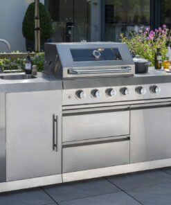 Norfolk Grills ABSOLUTE PRO Outdoor Kitchen 4 Burner Gas BBQ With Side Burner + Fridge and Sink