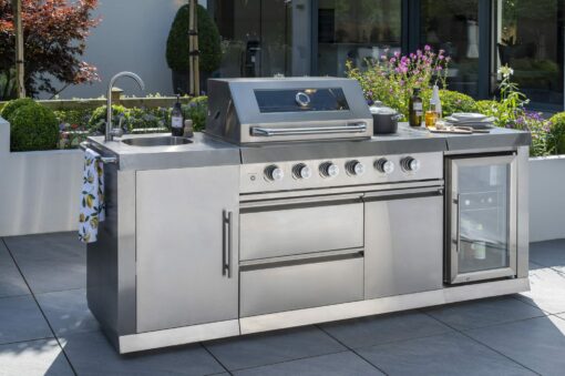 Norfolk Grills ABSOLUTE PRO Outdoor Kitchen 4 Burner Gas BBQ With Side Burner + Fridge and Sink