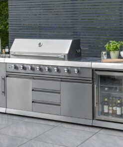 Norfolk Grills ABSOLUTE PRO Outdoor Kitchen 6 Burner Gas BBQ With Side Burner + Fridge and Sink