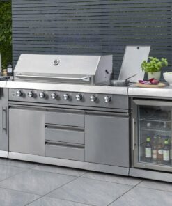 Norfolk Grills ABSOLUTE PRO Outdoor Kitchen 6 Burner Gas BBQ With Side Burner + Fridge and Sink