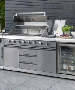 Norfolk Grills ABSOLUTE PRO Outdoor Kitchen 6 Burner Gas BBQ With Side Burner + Fridge and Sink