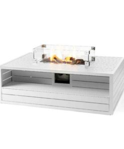 Happy Cocoon Aluminium Rectangular White Cocoon inc Burner and Glass Screen