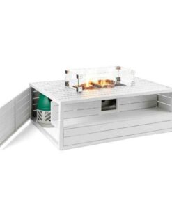 Happy Cocoon Aluminium Rectangular White Cocoon inc Burner and Glass Screen