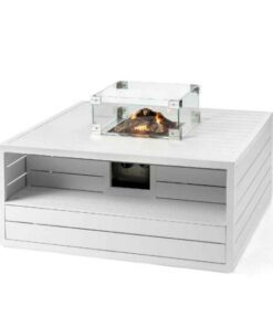 Happy Cocoon Aluminium Square White Cocoon inc Burner and Glass Screen