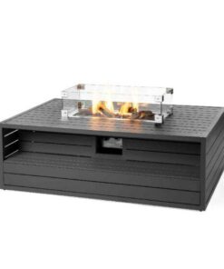 Happy Cocoon Aluminium Rectangular Anthracite Cocoon inc Burner and Glass Screen