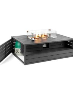 Happy Cocoon Aluminium Rectangular Anthracite Cocoon inc Burner and Glass Screen