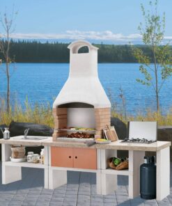 Palazzetti Ariel Outdoor BBQ Kitchen with Twin Gas Hob and Sink in peach