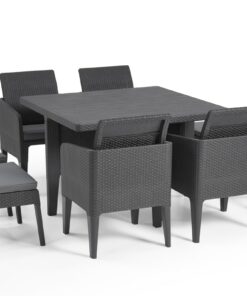 Keter Santiago 9 Piece Outdoor Dining Set in Grey