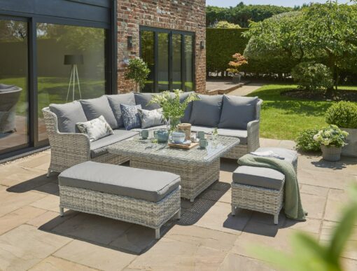 Norfolk Leisure Wroxham Large Corner Garden Table and Chair Set