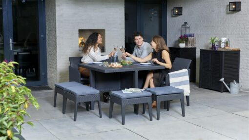 Keter Santiago 9 Piece Outdoor Dining Set in Grey