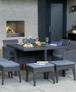 Keter Santiago 9 Piece Outdoor Dining Set in Grey