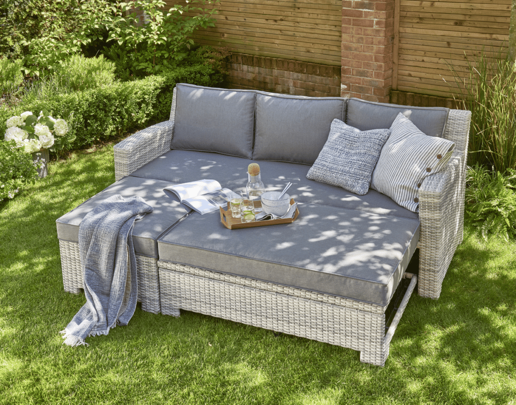 Norfolk Leisure Oxborough Outdoor Pull Out Lounge Sofa in Grey