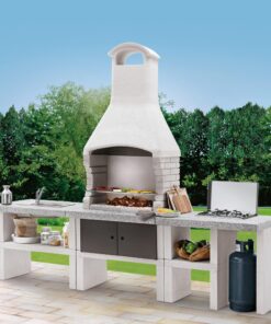 Palazzetti Marbella Outdoor BBQ Kitchen with twin Gas Hob and Sink in Peach