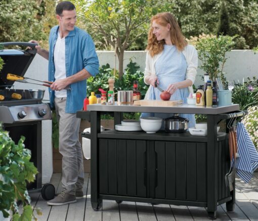 Keter Unity Double BBQ Table in Anthracite